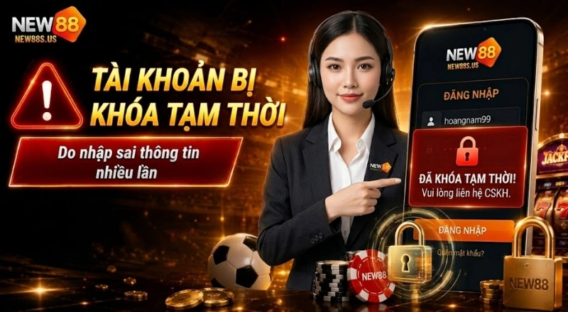 Đăng nhập NEW88 sai thông tin nhiều lần khiến tài khoản bị khóa