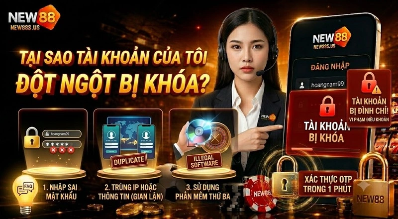 Câu hỏi tài khoản NEW88 bị khóa đột ngột