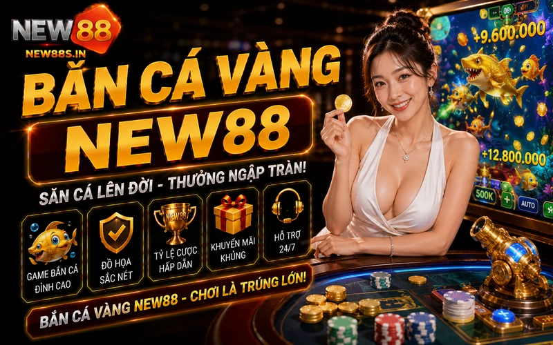 Bắn cá vàng NEW88: Game đổi thưởng 3D săn hũ xu vàng cực lớn