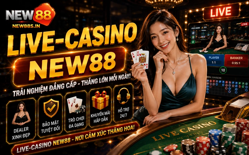 Live Casino NEW88 - Sảnh sòng bài trực tuyến đẳng cấp, thưởng khủng