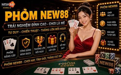 Phỏm NEW88: Trải nghiệm game bài tá lả trực tuyến nhận thưởng lớn